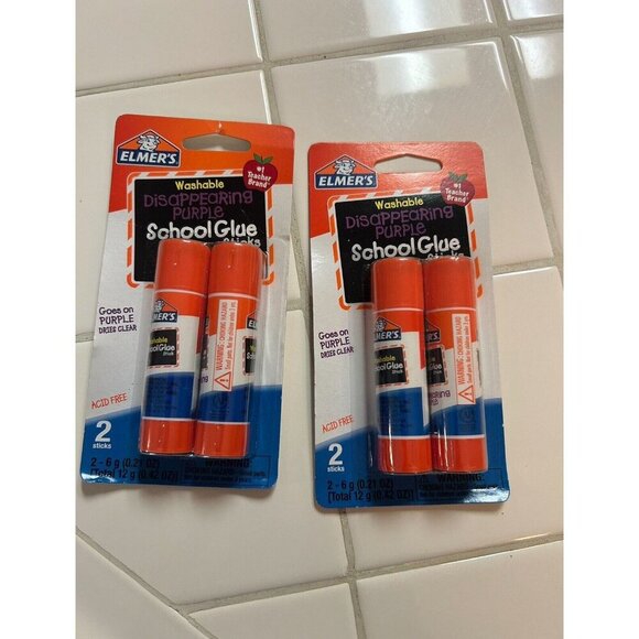 2 pkgs 2 Pieces Each Washable School Glue school supplies Disappearing Purple - Picture 1 of 2
